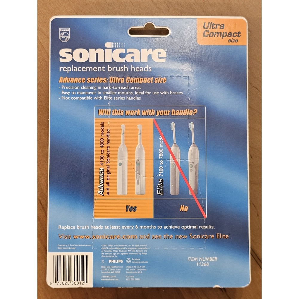 PHILIPS‎ Sonicare Advance Compact Replacement Toothbrush Heads Vintage 2003 - Picture 2 of 2